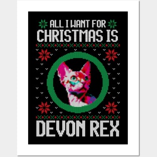 All I Want for Christmas is Devon Rex - Christmas Gift for Cat Lover Posters and Art